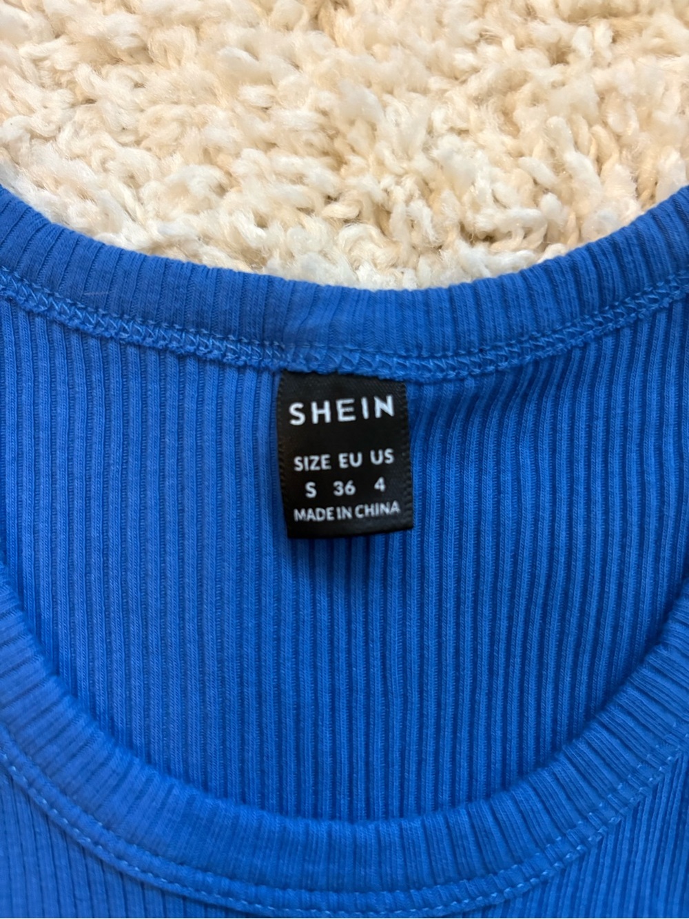 SHEIN Blue Pointed-Hem Ribbed Tank - Picture 2 of 3